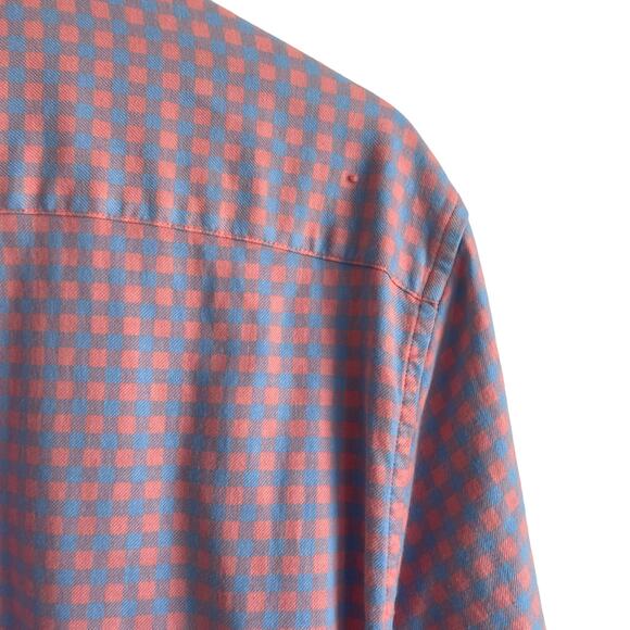 Vineyard Vines Mens Shirt‎ M Peach Blue Gingham Button Down Classic Fit Tucker - Picture 5 of 11
